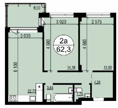 2-кімнатна 62.3 м² в ЖК Грінвуд 2 від 18 300 грн/м², смт Брюховичі