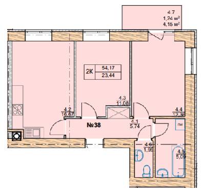 2-кімнатна 56.08 м² в ЖК Проект Панорама від 20 900 грн/м², м. Пустомити