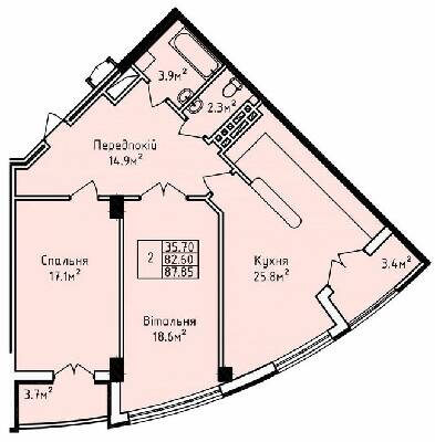 2-комнатная 87.85 м² в ЖК на вул. Олекси Довбуша от 18 350 грн/м², г. Трускавец