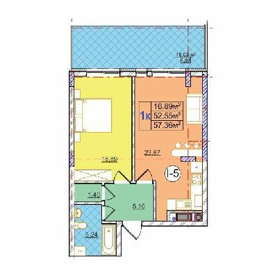 1-комнатная 57.36 м² в ЖК на ул. Перфецкого от 24 350 грн/м², Львов