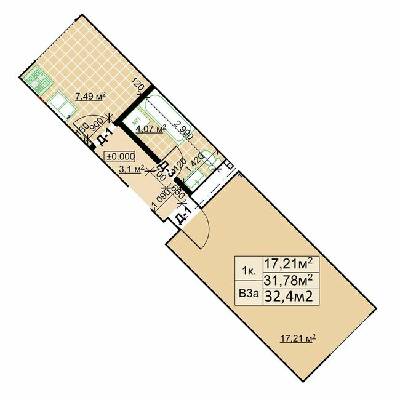 1-комнатная 32.4 м² в ЖК Столичный Квартал от 13 300 грн/м², г. Коломыя