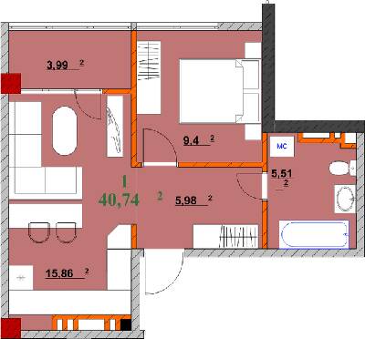 1-комнатная 40.74 м² в ЖК Provance Home от 17 300 грн/м², Ивано-Франковск