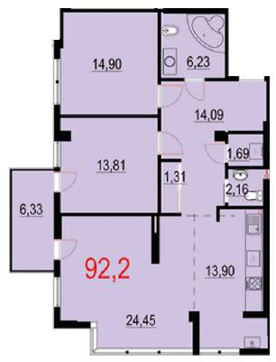 3-кімнатна 92.2 м² в ЖК Бульвар Європейський від 20 500 грн/м², Івано-Франківськ