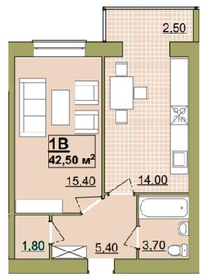 1-кімнатна 42.5 м² в ЖК Містечко Центральне від 14 000 грн/м², Івано-Франківськ