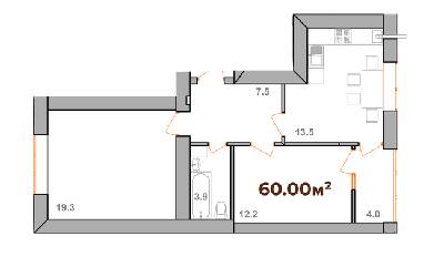 2-кімнатна 60 м² в ЖК Опришівська Слобода від 11 200 грн/м², Івано-Франківськ