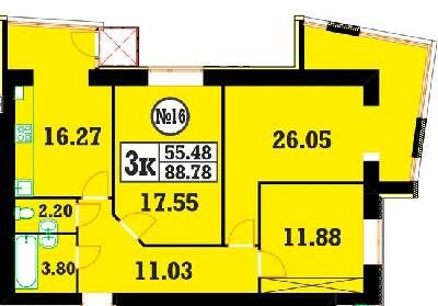 3-кімнатна 88.78 м² в ЖК Кардамон від 19 200 грн/м², Хмельницький