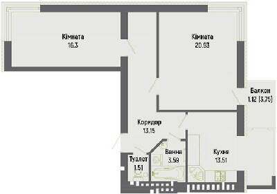 2-комнатная 70.11 м² в ЖК Итальянский от 18 000 грн/м², с. Тарасово