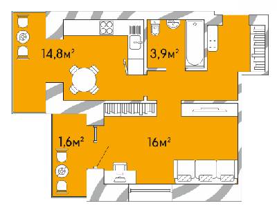 1-кімнатна 43.1 м² в ЖК Затишний Двір-2 від 17 500 грн/м², Луцьк