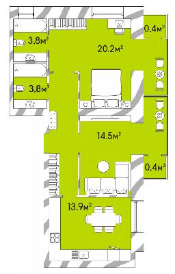 2-кімнатна 66.3 м² в ЖК Затишний Двір-2 від 15 900 грн/м², Луцьк