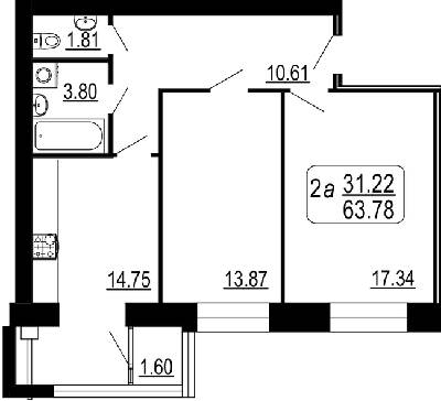 2-комнатная 63.78 м² в ЖК Семейный комфорт от 14 300 грн/м², Винница