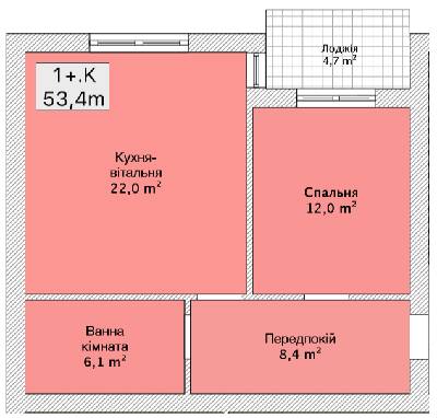 1-кімнатна 53.4 м² в ЖК Хмельницьке шосе, 40 від 21 800 грн/м², Вінниця