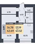 1-комнатная 42.69 м² в ЖК Династия от 24 000 грн/м², Полтава