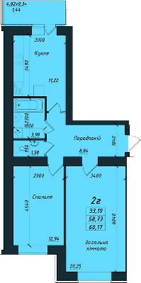 2-кімнатна 60.11 м² в ЖК на вул. Никитченко, 3 від 17 100 грн/м², Полтава