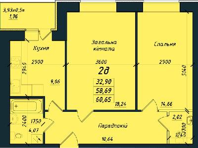 2-комнатная 60.65 м² в ЖК на ул. Никитченко, 3 от 17 100 грн/м², Полтава