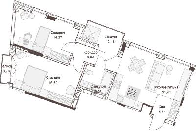 2-комнатная 67.06 м² в ЖК Pokrovsky Apart Complex от 31 550 грн/м², Ровно