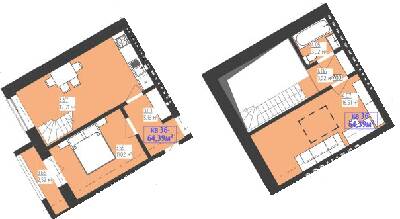 Двухуровневая 64.39 м² в КД FAMILIYA от застройщика, Ровно