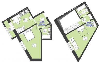 Двухуровневая 65.05 м² в КД FAMILIYA от застройщика, Ровно