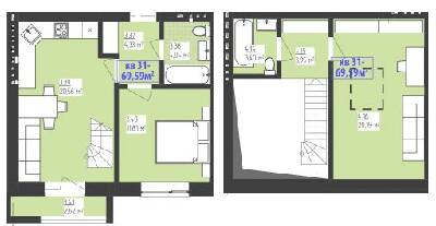 Двухуровневая 69.59 м² в КД FAMILIYA от застройщика, Ровно