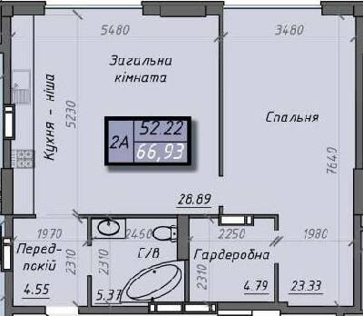 2-кімнатна 66.93 м² в ЖК Iceberg від 18 500 грн/м², Суми