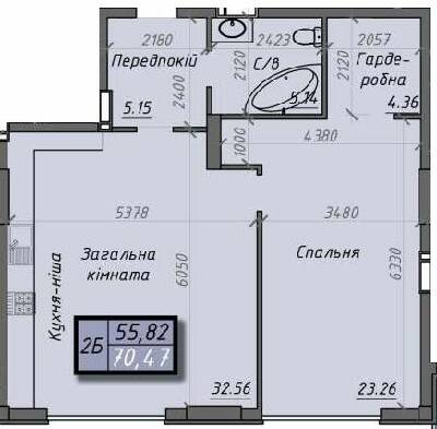 2-кімнатна 70.47 м² в ЖК Iceberg від 18 500 грн/м², Суми