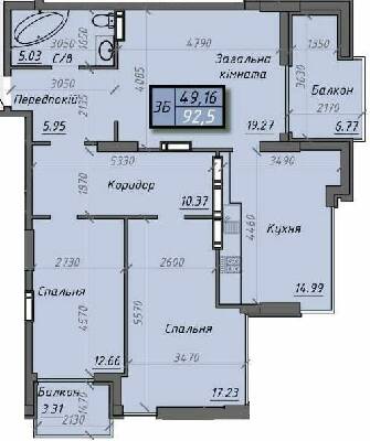 3-комнатная 92.5 м² в ЖК Iceberg от 17 100 грн/м², Сумы