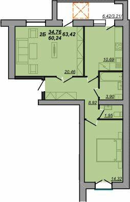 2-комнатная 60.24 м² в ЖК Березовиця от 15 000 грн/м², пгт Великая Березовица