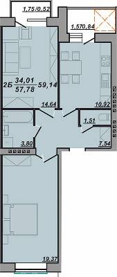 2-кімнатна 57.78 м² в ЖК Березовиця від 15 000 грн/м², смт Велика Березовиця