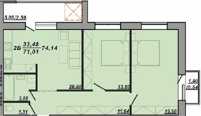 2-комнатная 71.01 м² в ЖК Березовиця от 15 000 грн/м², пгт Великая Березовица