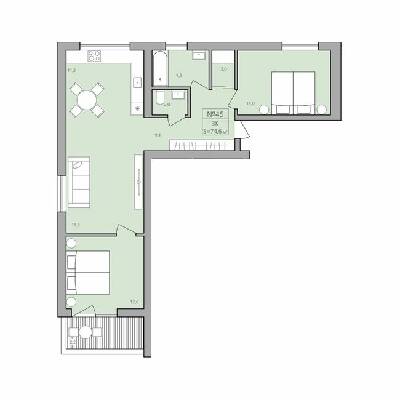 3-кімнатна 74.6 м² в ЖК ЕкоДім від 12 500 грн/м², с. Петриків