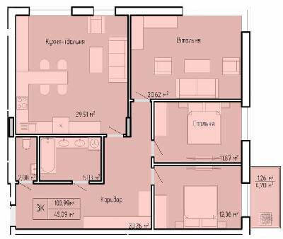 3-комнатная 103.99 м² в ЖК Над Озером от 42 600 грн/м², Тернополь