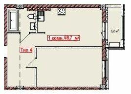 1-кімнатна 49.7 м² в ЖК Club City від 26 950 грн/м², Херсон