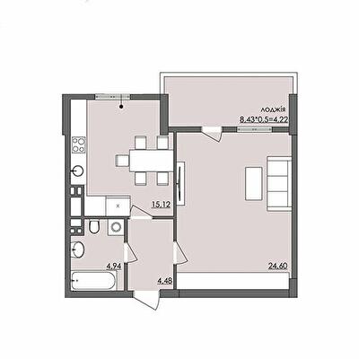1-кімнатна 53.36 м² в ЖК Плаза Квартал від 18 450 грн/м², Херсон