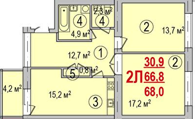 2-кімнатна 68 м² в ЖК Парк Стоун від 12 800 грн/м², Херсон