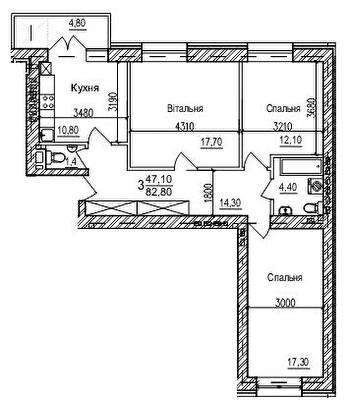 3-комнатная 82.8 м² в ЖК Акварели Проспекта от 20 100 грн/м², Черновцы