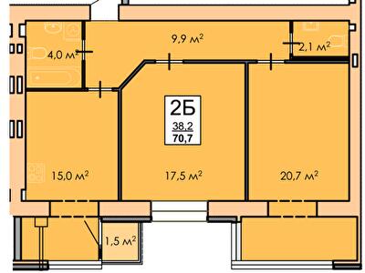 2-кімнатна 70.7 м² в ЖК Andorra від 15 300 грн/м², Черкаси