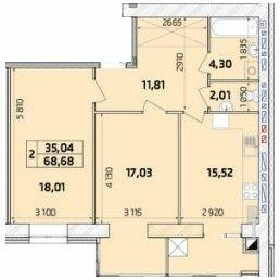 2-комнатная 68.68 м² в ЖК Масаны от 15 000 грн/м², Чернигов