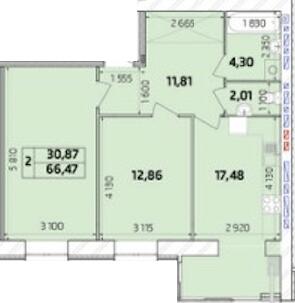 2-комнатная 66.47 м² в ЖК Масаны от 15 000 грн/м², Чернигов