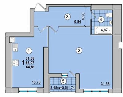 1-кімнатна 64.81 м² в ЖК на Масанах від 12 900 грн/м², Чернігів