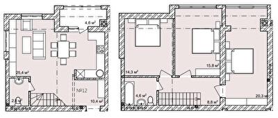 Двухуровневая 88 м² в ЖК Затишний квартал от 20 700 грн/м², с. Чагор