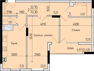 2-кімнатна 73.7 м² в ЖК Comfort Hall від 18 500 грн/м², Чернівці