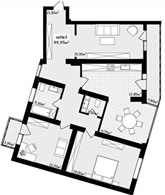 3-комнатная 99.95 м² в ЖК Неосити от 21 850 грн/м², Черновцы