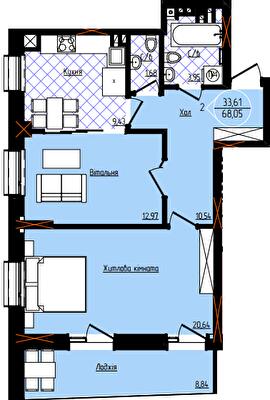 2-кімнатна 68.05 м² в ЖК Янтарний від 21 350 грн/м², Чернівці