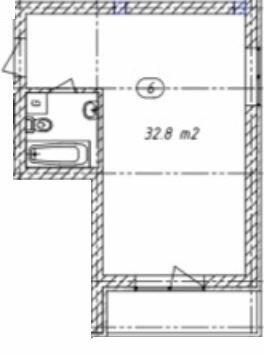 1-комнатная 32.8 м² в ЖК Belveder City Smart от застройщика, с. Гнедин