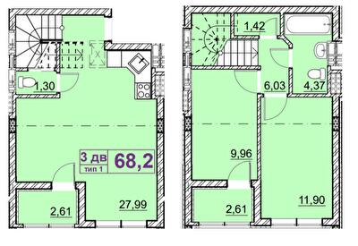 Двухуровневая 68.2 м² в ЖК Идея от 19 500 грн/м², с. Гнедин