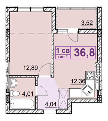 1-кімнатна 36.8 м² в ЖК Ідея від 20 000 грн/м², с. Гнідин
