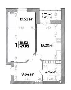 1-кімнатна 47.52 м² в ЖК Standard LUX від 29 000 грн/м², Полтава