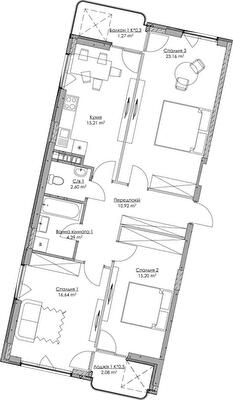 3-комнатная 91.47 м² в ЖК O2 Residence от 31 080 грн/м², Киев