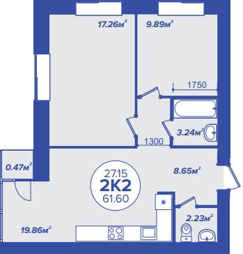 2-кімнатна 61.6 м² в ЖК Атмосфера від 17 400 грн/м², м. Вишневе