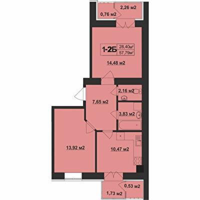 2-кімнатна 57.79 м² в ЖК Покровський від 22 350 грн/м², смт Гостомель