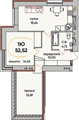 2-кімнатна 52.52 м² в ЖК Continent Ray від 17 000 грн/м², м. Буча